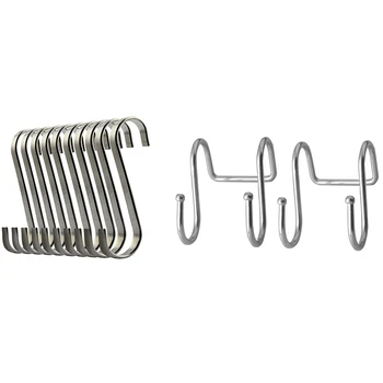 

12Pcs S Stainless Steel Suspension Hooks for Kitchen Cookware or Butcher Meat - 10Pcs 8.1 X 5 Cm & 2Pcs 7.3Cmx5Cm