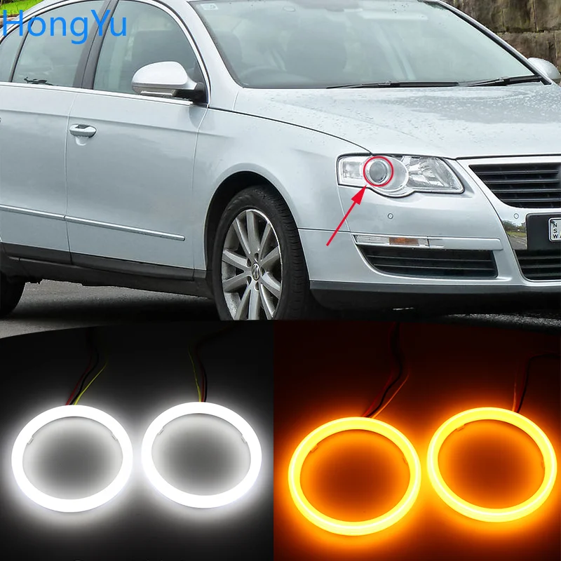 Cotton Switchback LED White Amber Angel Eye Halo Rings DRL turn signal light for Volkswagen VW Passat B6 Magotan 2006-2010 | Автомобили и