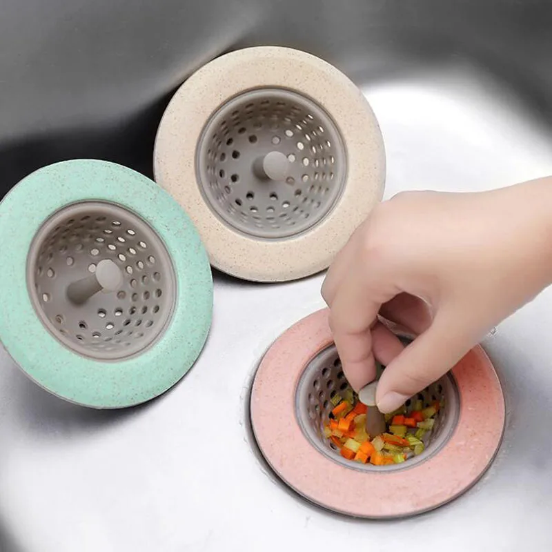 4 Color Kitchen Sink Drain Plugs Strainers Bath Drain Stopper Sink Floor Drain Plug Sewer Filter Mesh Hair Catcher Accessory 1