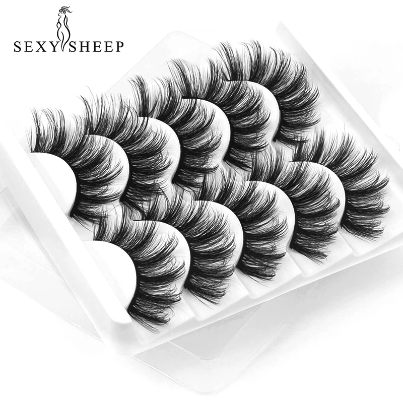 SEXYSHEEP-pestañas postizas de visón 3D, pestañas gruesas hechas a mano, voluminosas, suaves, 5 pares