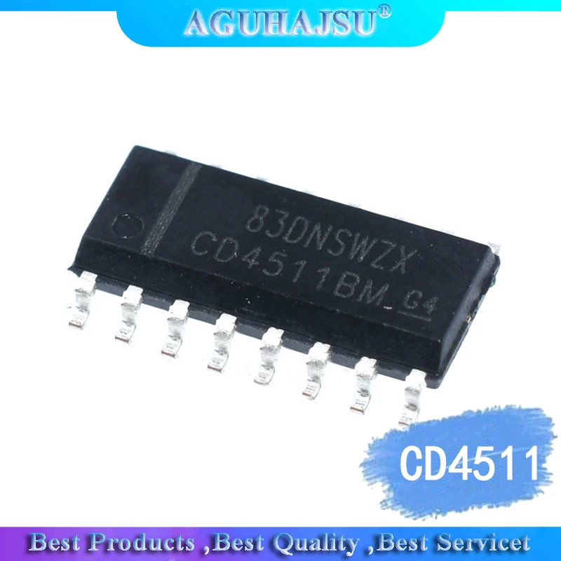 10 шт./лот SMD CD4511 HEF4511 BCD до 7 сегментов защелка декодер SOP 16 новый оригинальный| |