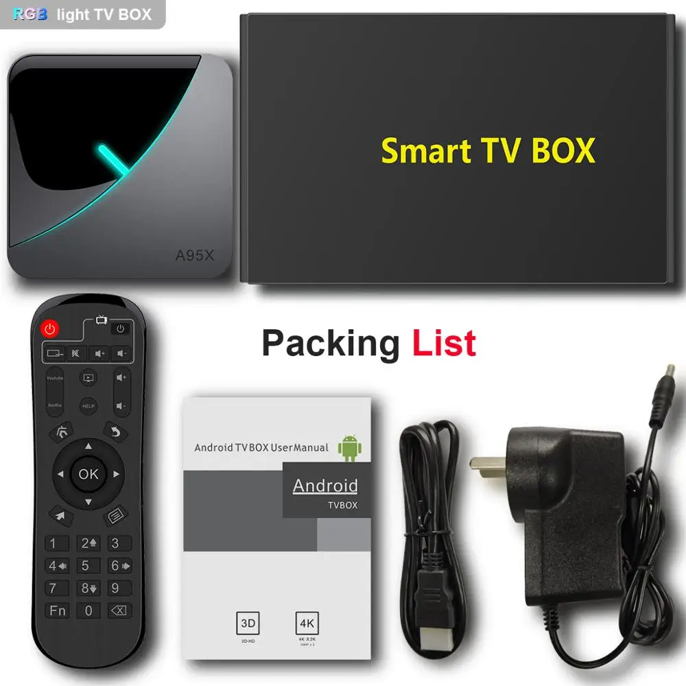 A95X F3 Android 9,0 RGB Licht Smart TV Box 4GB 64GB Amlogic S905X3 Wireless TVBox 4K USB 3,0 H.265 Netflix Youtube Media Player A95X F3 Android 9,0 RGB Licht Smart TV Box 4GB 64GB Amlogic S905X3 Wireless TVBox 4K USB 3,0 H.265 Netflix Youtube Media Player