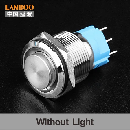 Without LED LANBOO 19 мм плоская головка мгновенный или самоблокирующийся металлический кнопочный переключатель с IP65 - Цвет: Without LED