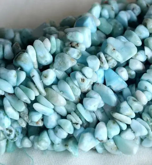 Натуральный синий Larimar чип Nugget свободная форма бусины 3x8 мм 15&quot | Украшения и