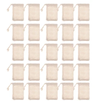 

25Pcs Making Bubbles Soap Saver Sack Soap Pouch Soap Storage Bag Drawstring Holder Bath Supplies Bath Toilet Supplies