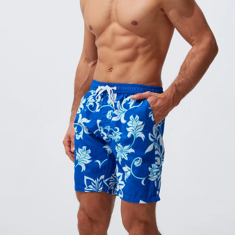 Men's Swim Bikini Briefs Trunks Swimwear Flower Print Surf Board Swimming Shorts