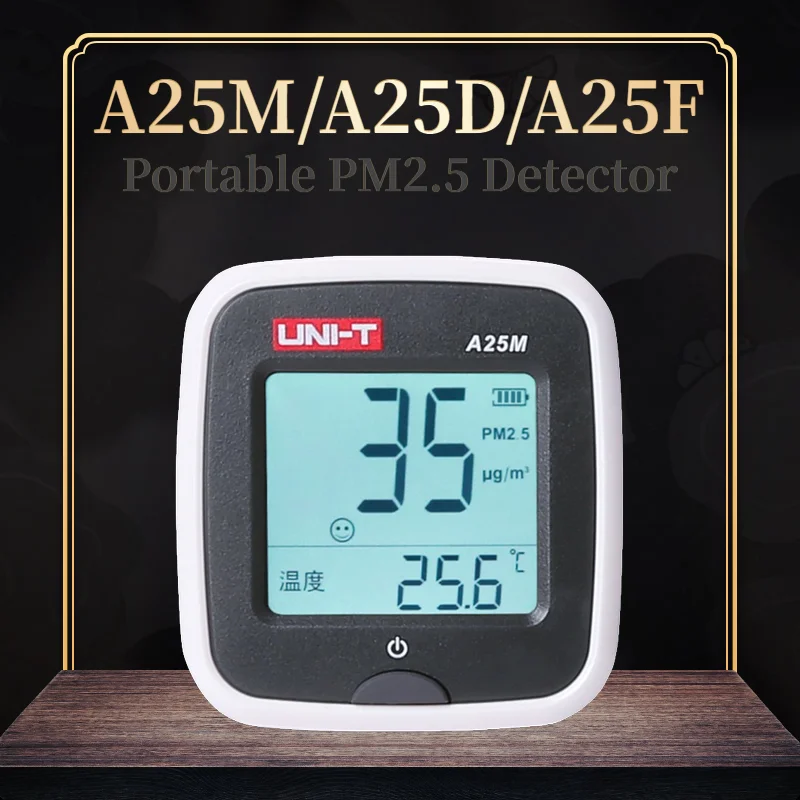 

UNI-T A25M/A25D/A25F LCD Air Quality Monitor PM2.5/Formaldehyde Detection Backlight Alarm/Smart Expression Concentration Rating