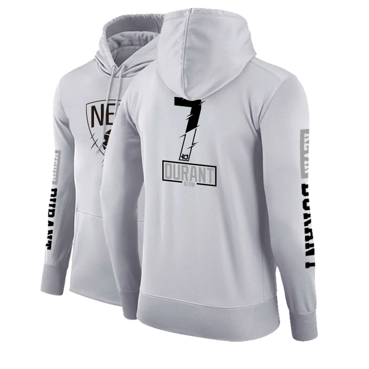 Все восточные команды баскетбол спортивные толстовки мужские тренировочные толстовки флисовая зимняя одежда свободные размеры DPOY бренд дизайн - Цвет: KD white