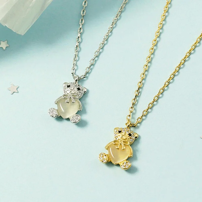 

KOFSAC новые милые Мультяшные Подвески в виде медведя, Женские Ювелирные изделия золотого цвета с цирконом, женский подарок на день рождения