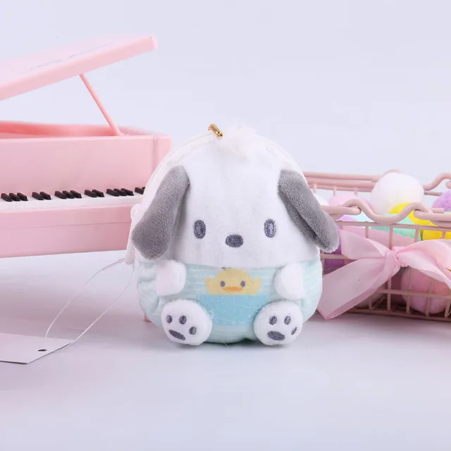 10Cm Kawaii Sanrioed Plush Bag Keroppi Kuromi Badbadtz-Maru Hellokittys My Melody Pachacco Plush Coin Purse Earphone Bag Pendant 3