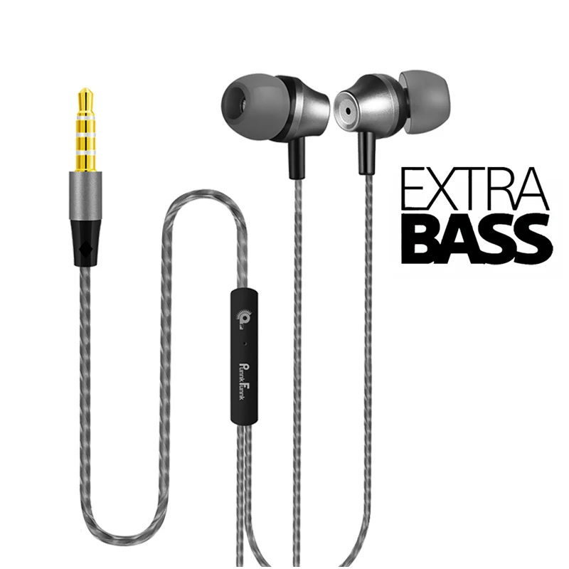 PunnkFunnk Metal Wired Earphone 1.2M Deep Bass Stereo sport in-ear headphoneW/Mic headphoneW/Mic