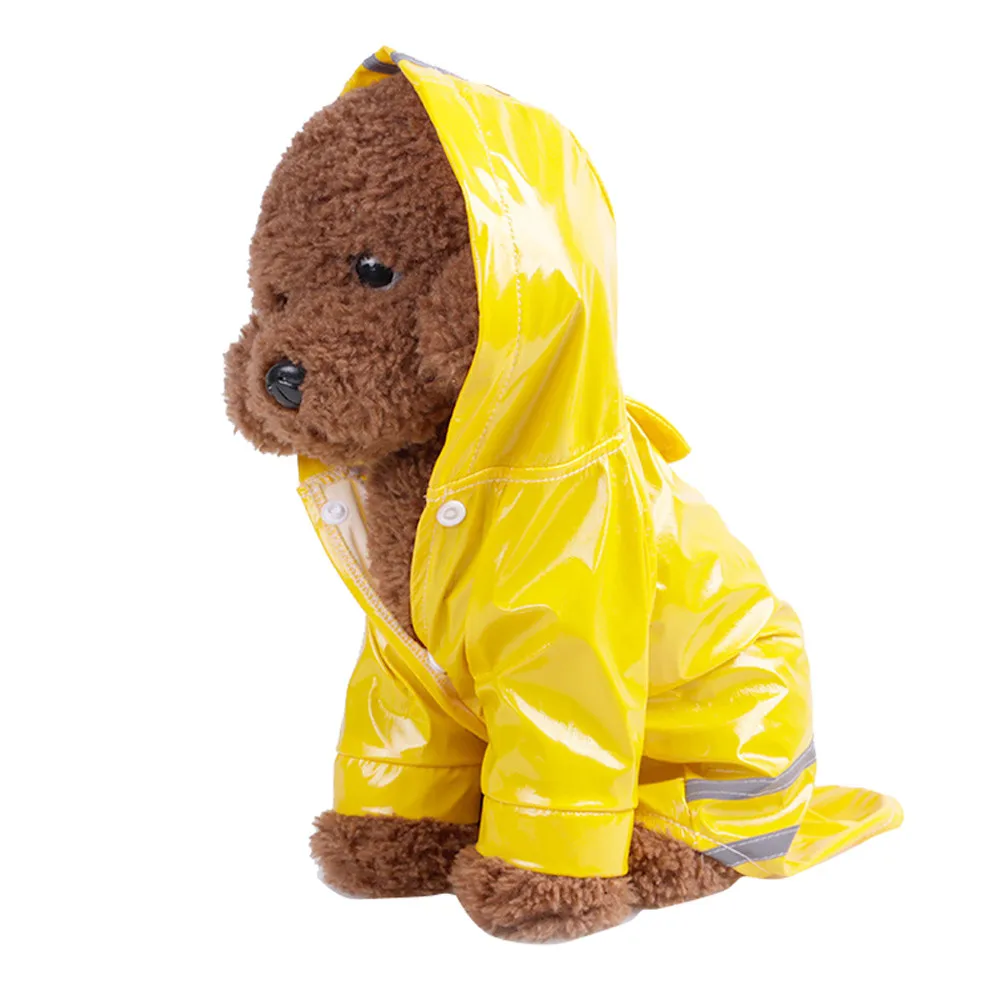 Дождевик с капюшоном для собак, водонепроницаемый дождевик для питомцев, куртка для щенков, пальто для улицы, голубой, розовый, желтый, 1 шт., высокое качество, плащи