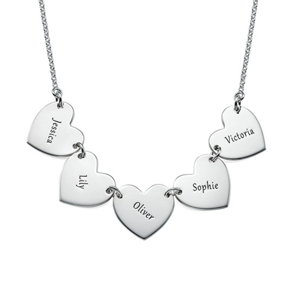 

FYW Personalized Mother Jewelry With Family Name Heart Shaped Custom Pendant Necklaces 1-5 Tag Name Neklace for Mom