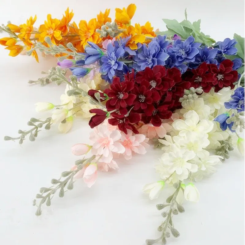 10Pcs Silk Delphinium Stems 35“ Simulation Violet Flower for Home Wedding Decorative Artificial Flowers | Дом и сад