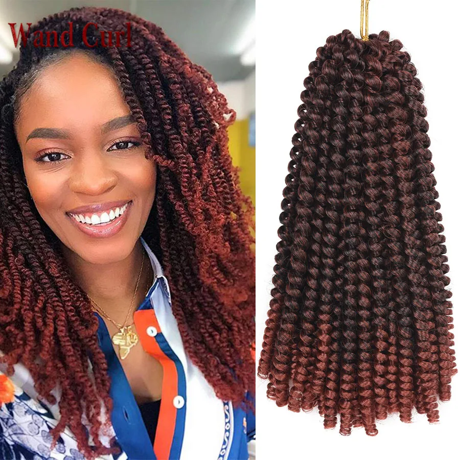 

Wand Curl Spring Twist Ombre Colors Bomb Twist Synthetic Crochet Braids Jamaican Bounce Crochet Hair Extensions 10 inch 20 Roots