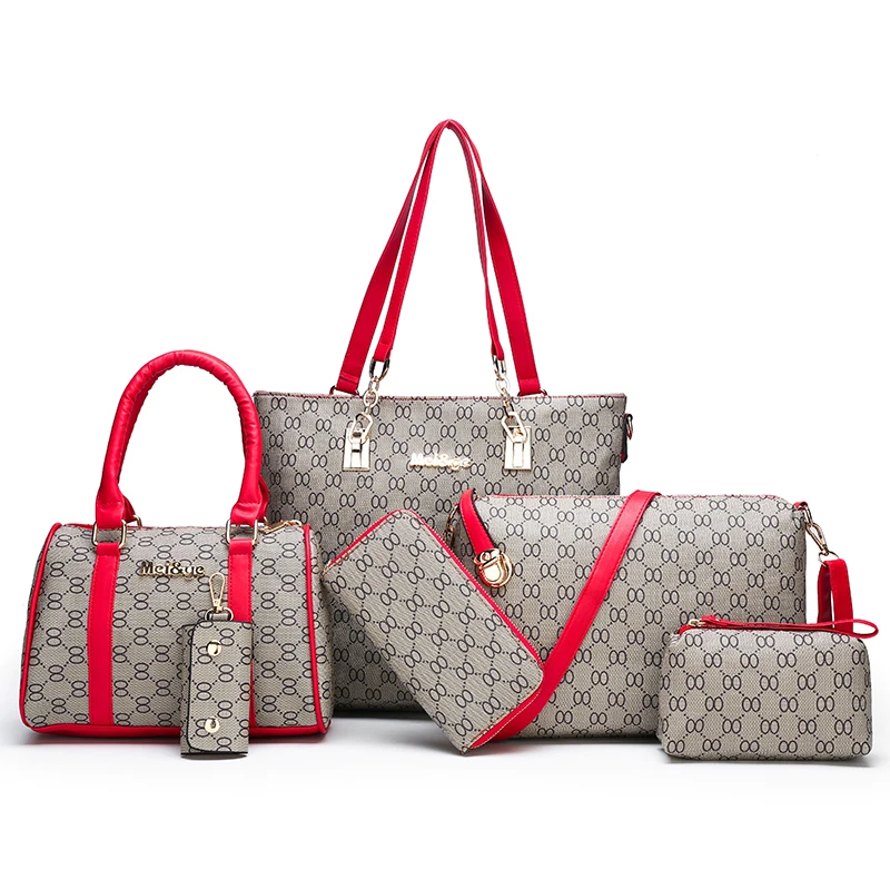 

2019 new arrival 6pcs single shoulder bag for women bag printing women handbag solid color Messenger