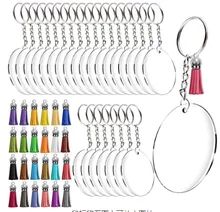 NiceCo Acrylic Keychain Blanks, Transparent Round Acrylic Clear Discs Circles w/Metal Split Key Chain Rings, Colorful Tassel Pen NiceCo Acrylic Keychain Blanks, Transparent Round Acrylic Clear Discs Circles w/Metal Split Key Chain Rings, Colorful Tassel Pen