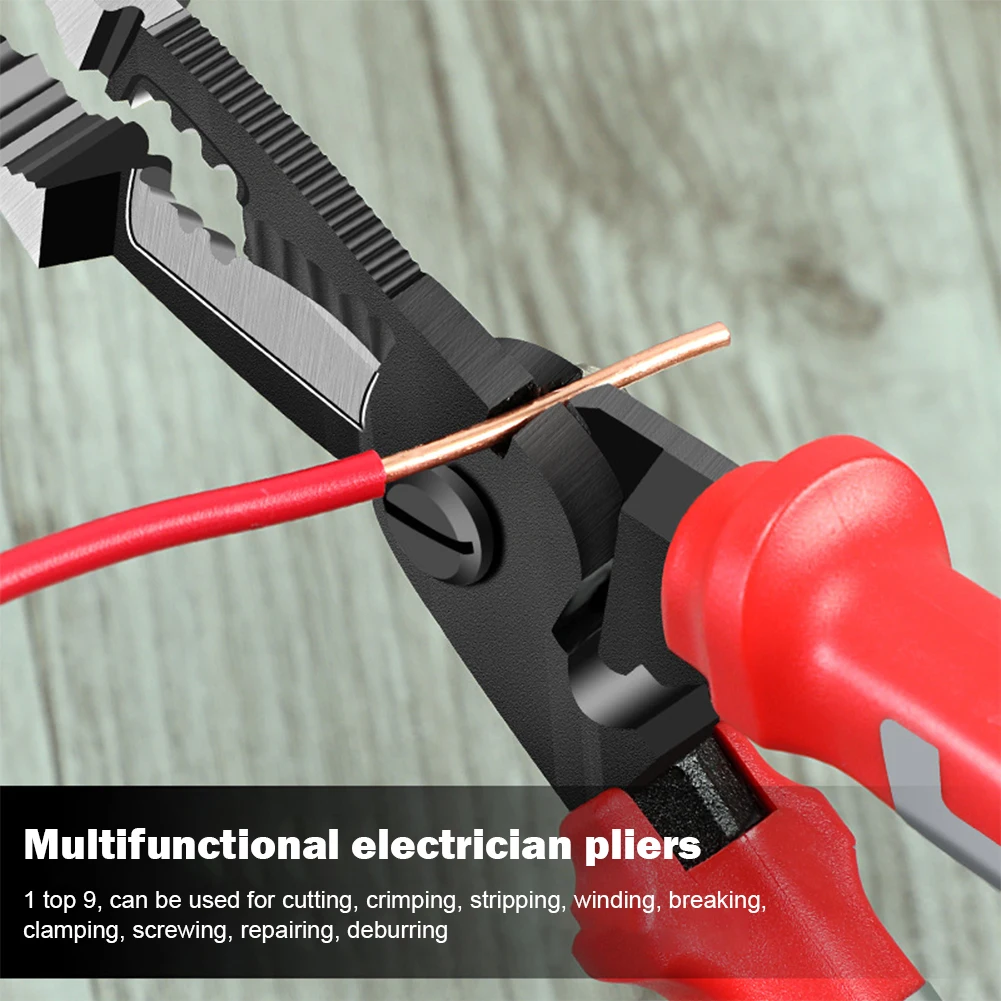Pince électrique multifonction 9 en 1 pour électricien, à Long nez,  dénudage de fil, matériel de pince de coupe, réparation de câbles en acier,  outils