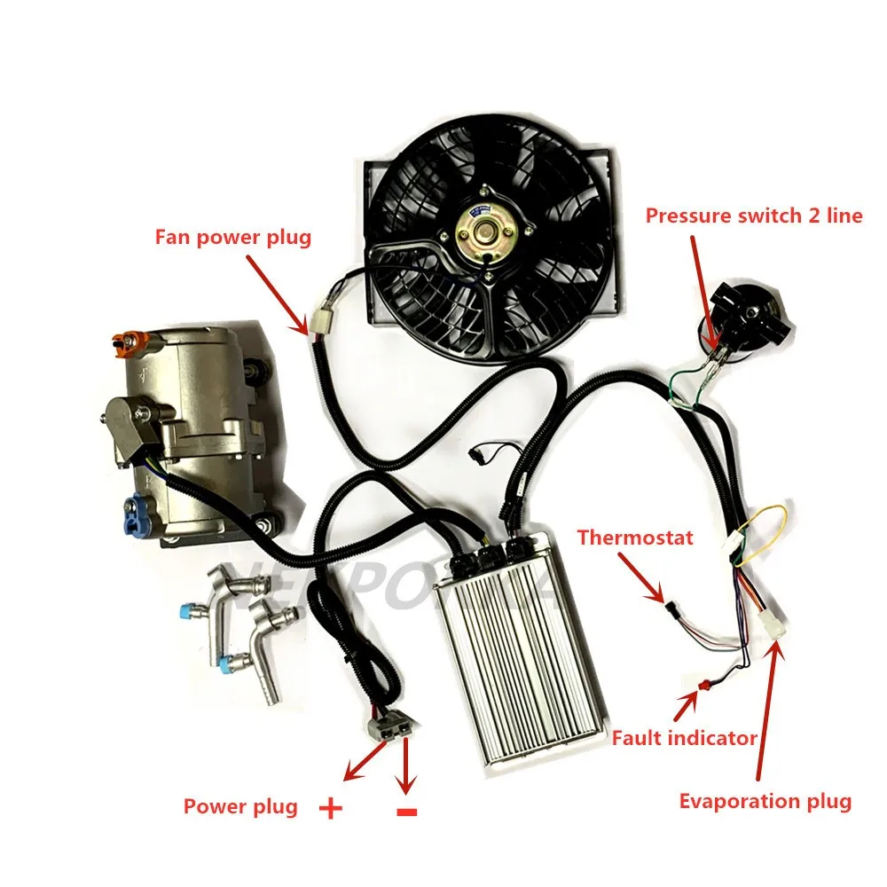 Электрический воздушный компрессор кондиционера 12V 24 V, подходит для любых транспортных средств Электрический компрессор 12В 24В 48В 60В 72В 96В