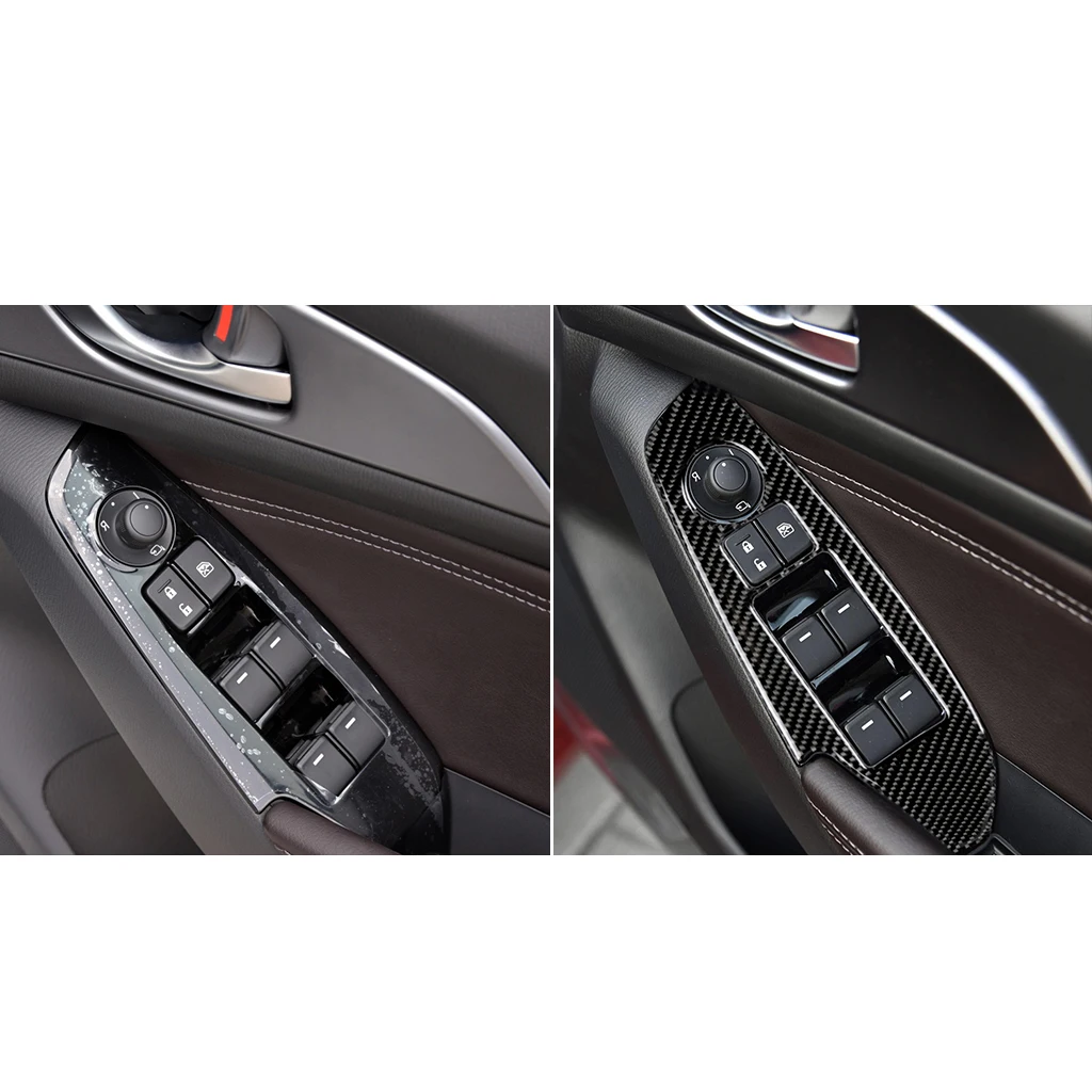 4 шт. для Mazda 3 Axela 14 17 18 RHD окно из углеродного волокна переключатель панель Крышка отделка правый руль