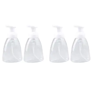 

4pcs 300ml Foaming Soap Dispensers PET Plastic Clear Pump Bottle Refillable Travel Bottles for Liquid Soap Shampoo Container