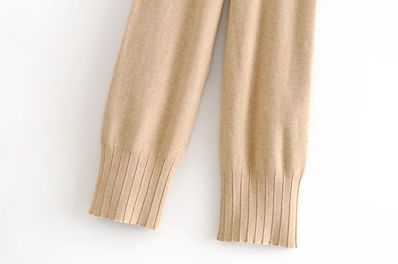 Мода Za женские осенние зимние одноцветные трикотажные брюки с высокой талией эластичные широкие брюки свободные женские