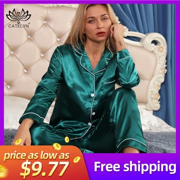 

Women's pajamas Sleepwear Nightwear robe sets Set Long Sleeve Pajamas set home clothes for women sleeping shirt Home wear 2 Pcs