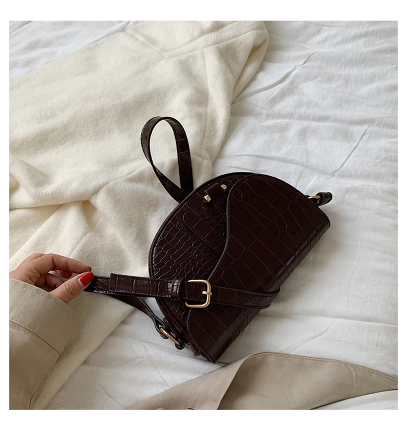 Ретро осенне-зимняя женская сумка-седло Аллигатор дизайнерские винтажные сумочки из крокодиловой кожи новые женские сумки маленькая сумка через плечо для девочек