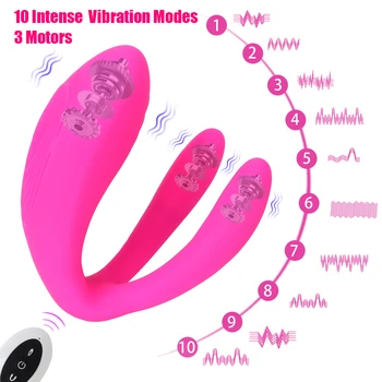 Panties Rabbit Vibrator Triple Motors Remote Control Vibrating Dildo Clitoris G-Spot Stimulator Prostate Massager 10 Frequency 2