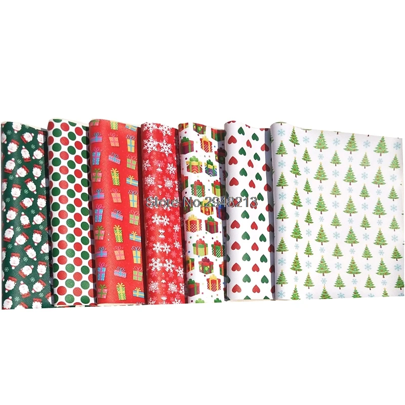 

Printed Soft Xmas Faux Synthetic Leather Sheet printed Vinly sheet for Christmas DIY Hairbows Craft 20*34cm 12pcs/lots PPUL132-1