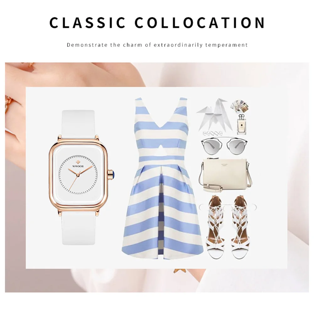 WWOOR Women Watches Silicone Band Luxury Quartz Watch Waterproof Fashion Creative Wristwatch For Women Girls Ladies Reloj mujer