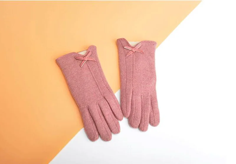 Зимние женские перчатки с сенсорным экраном, женские теплые кашемировые тонкие шерстяные перчатки, вязаные перчатки с цветочной вышивкой для вождения E84