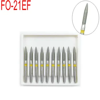 

10pcs Dental Diamond Burs Drill Flame Ogival End Type Dia-burs for High Speed Handpiecess Medium FG 1.6mm FO-21EF