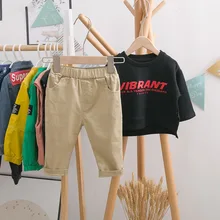 Повседневные штаны для малышей; осень г.; Новинка; стильные универсальные детские осенние брюки в западном стиле для мальчиков