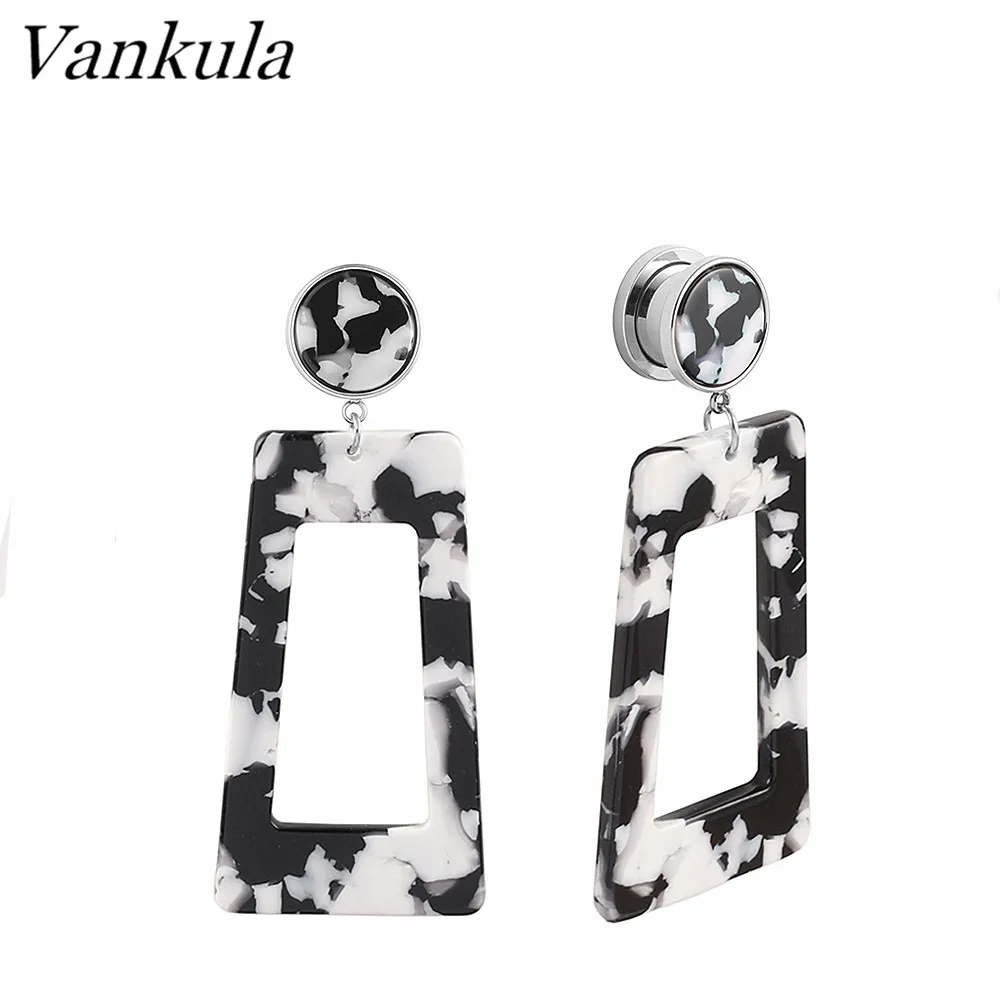 Vankula 2CPS Акриловые Серьги Туннели для ушей 316L нержавеющая Стальные Шпильки для пирсинга ювелирные изделия Длинные висячие серьги