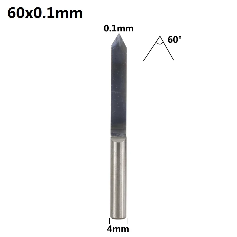 XCAN 10 шт. 4 мм хвостовик 10/15/20/30/45/60/90 градусов PCB резьба с ЧПУ из карбида торцевая фреза 3D гравировальный резец - Длина режущей кромки: 60x0.1mm