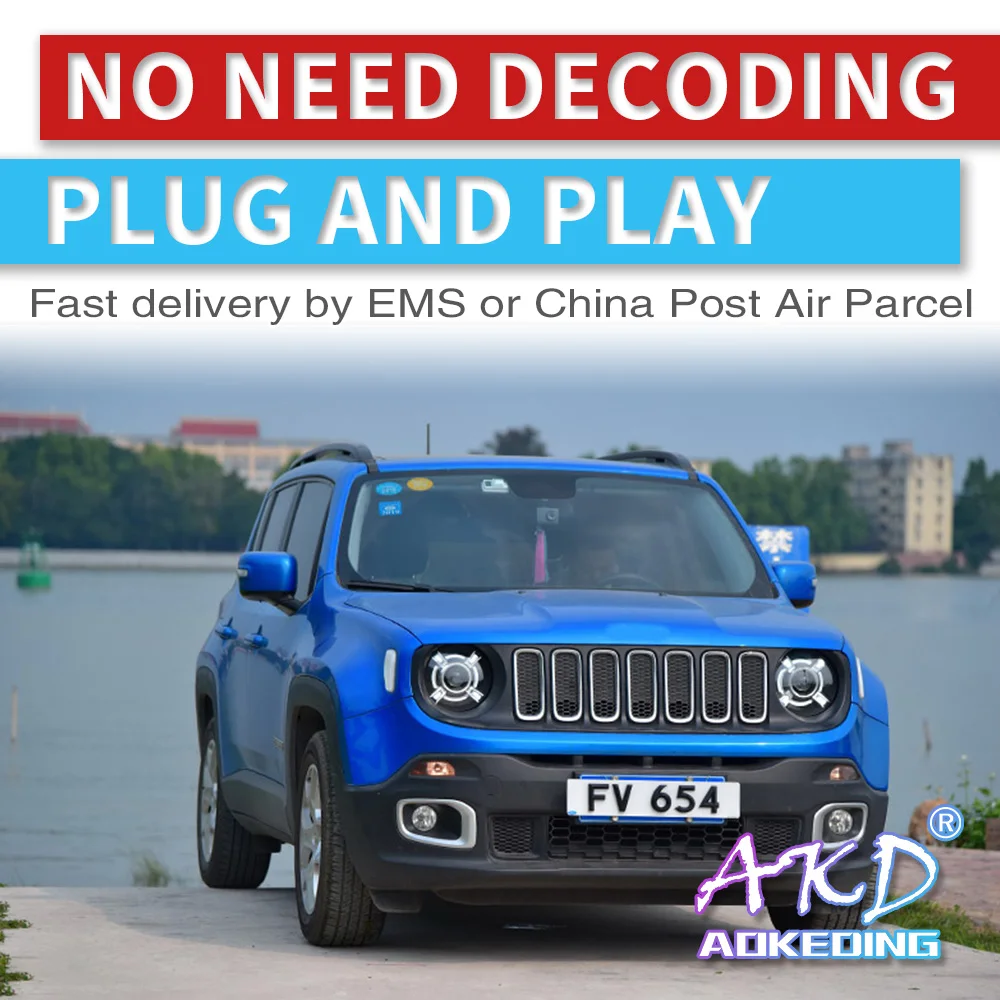 AKD тюнинг автомобильных фар для Jeep Renegade 2015 2018 светодиодные фары DRL ходовые огни Bi