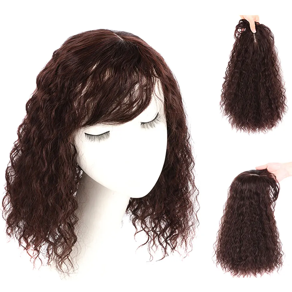 

Salonchat Brazilian Corn Beard Intermediate Silk Base Hair Topper Toupee Hairpieces for Women Remy Human Toupee Hair for Women