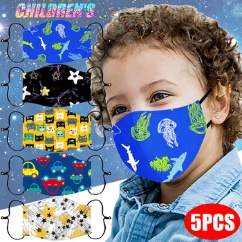 

5PC Children's Adjustable Windproof Face Shield Washable Mouth Mask Reusable Breathable Face Shield Cloth Face Mask mondmaskers