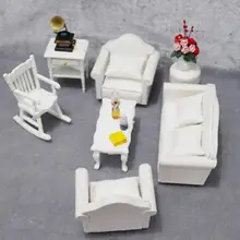 Fauteuil et oreiller pour maison de poupée 1:12, 1 canapé + 2 fauteuils + 4 oreillers, accessoires de salon pour enfants