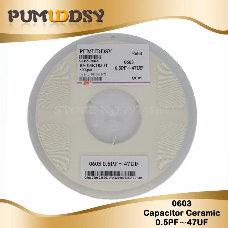 

4000pcs 0603 smd capacitor ceramic 22pf 100pf 10pf 10nf 100nf 1uf capacitors kit sets 0.5pF-22uF