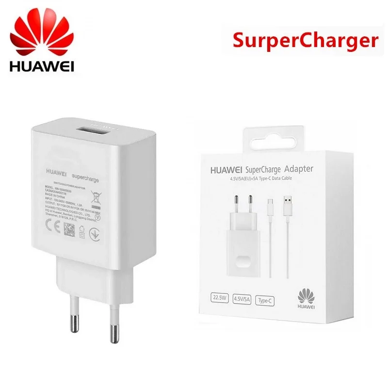 Оригинальный huawei mate 20 pro Supercharge USB быстрое зарядное устройство адаптер 5 В/4.5A type C