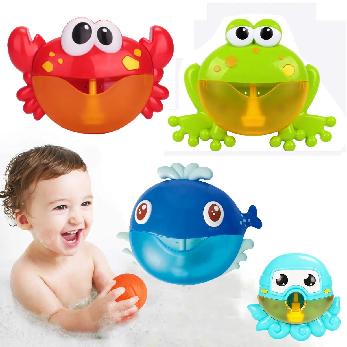 

Bubble Machine Crabs Frog Music Kids Bath Toy Bathtub Soap Automatic Bubble Maker Baby Bathroom Toy for Children Dropshipping