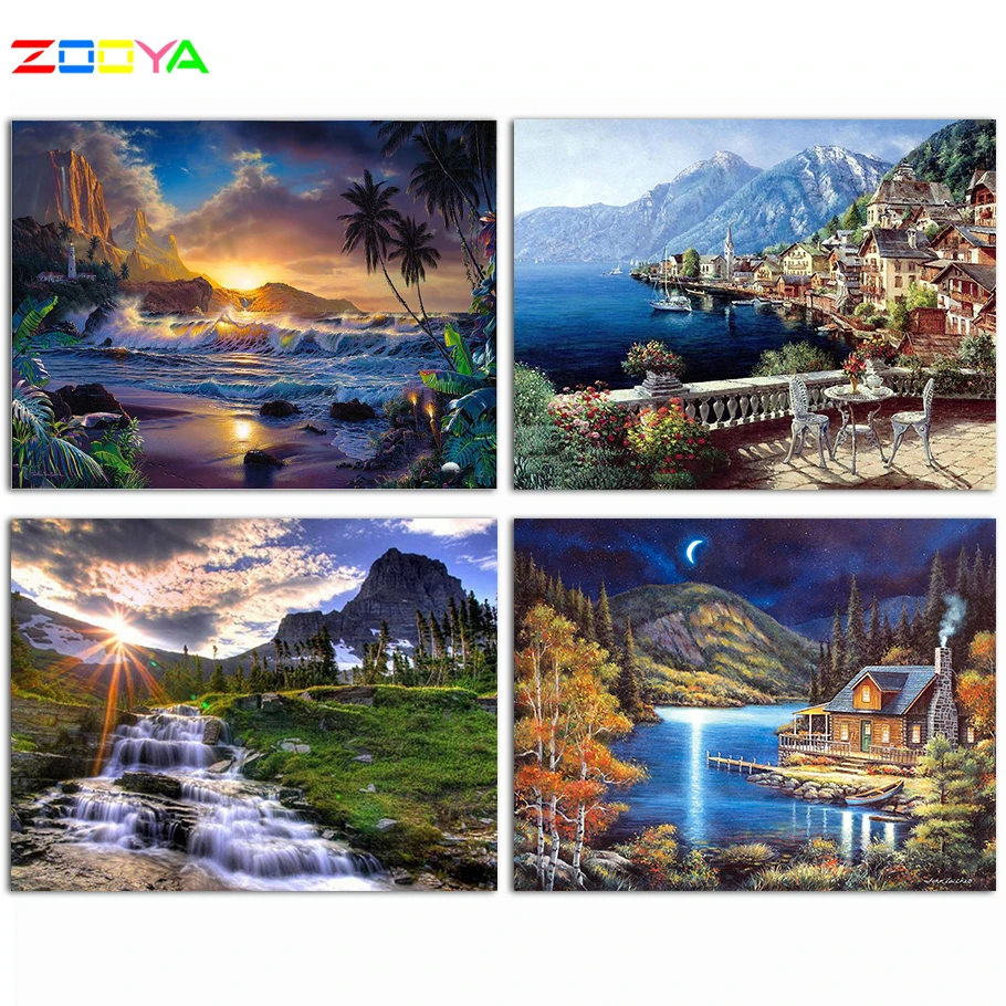 ZOOYA Алмазная вышивка 5D &quotсделай сам&quot алмазная живопись Приморская фотография