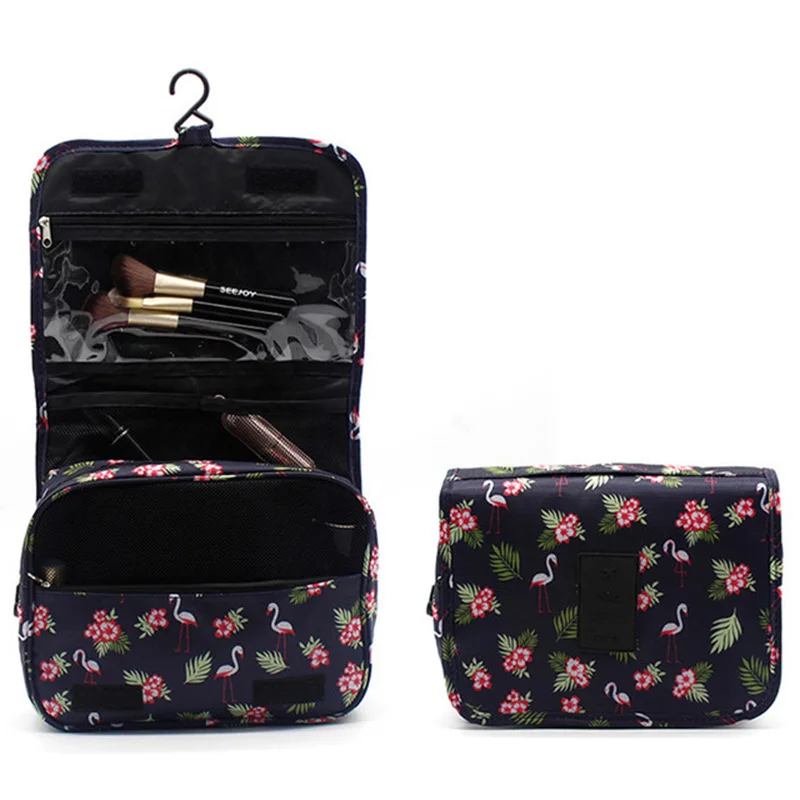 Новинка, косметичка, крючок, косметичка, органайзер, большая, для мытья, сумка, для путешествий, сумка для хранения, сумка для макияжа, чехлы - Цвет: Black flamingo