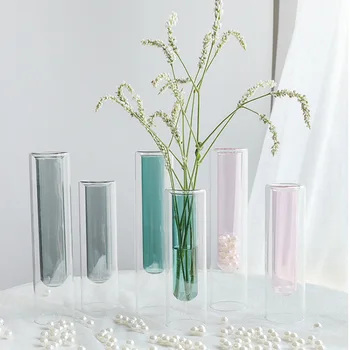 

Nordic 2-color Test Transparent Tube Glass Vase Simple Hydroponic Plant Flower Home Decor VJ-Drop