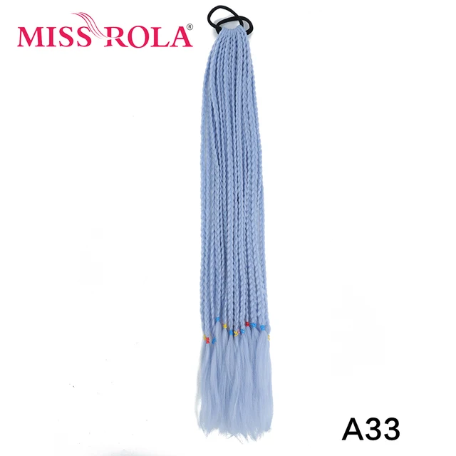 Synthetic Chignon Hair 60cm Hair Color Gradient Dirty Braided Ponytail Women Elastic Hair Rubber Band Hair Accessories Headband A33