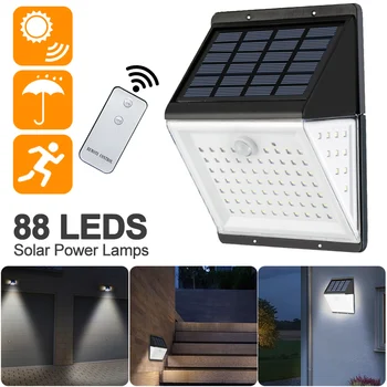 

1/2pcs Solar Power Lamp PIR Motion Sensor 88 LED Solar Wall Light Outdoor Waterproof IP65 Garden Yard Lamps With Remote Control