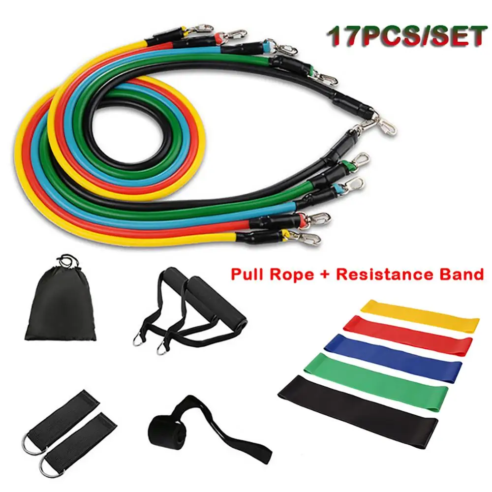 

17PCS Pull Rope Fitness Exercises Resistance Bands Set Training Rubber Bands Gym Fitness Equipment Elastic band For Sports