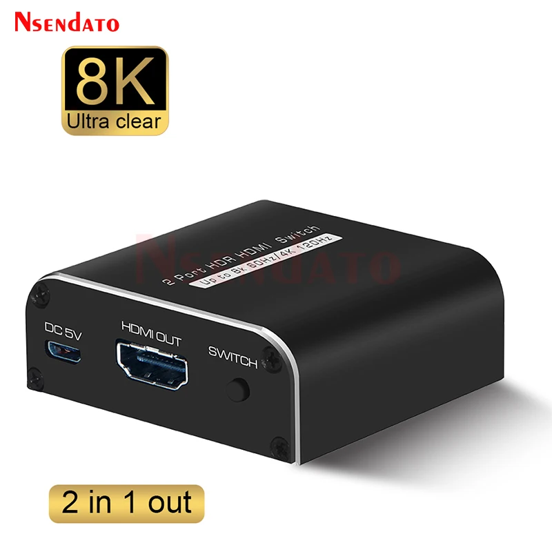 2X1 8K Hdr Hdmi Conmutador Switch 2X1 4K 120Hz Hdr Hdmi Switch 2 In 1 Out Hdmi 2.1 Speed Switch Switcher Adapter Per Pc Tv Ps5/4